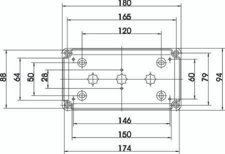Montageboks PS1809-6 BxHxD 180 x 94 x 57 mm IP 66, Grå RAL 7035