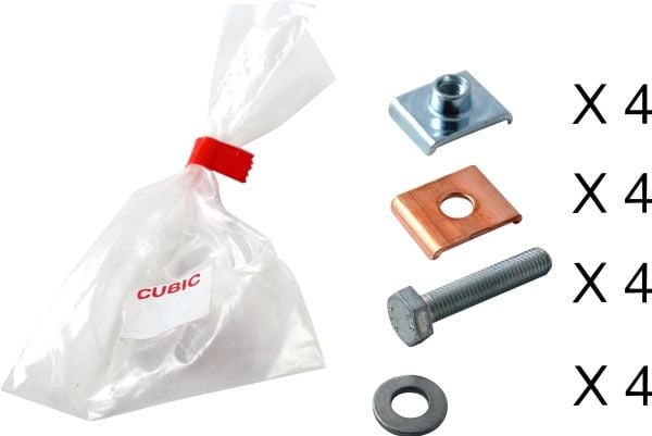 CUBIC skruvsats för S2000 / S2000D, för 10x10 mm CU-skena. Bult 10x40 mm CUBIC skruvsats för S2000 / S2000D, för 10x10 mm CU-skena. Bult 10x40 mm