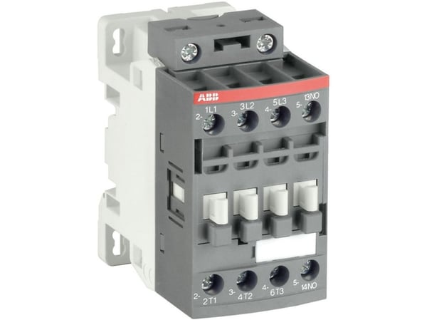 ABB-kontaktori 4KW, 400V AC, 9A AC3, 3-napainen, ohjausjännite 100-250V AC/DC apukosketin 1NC
