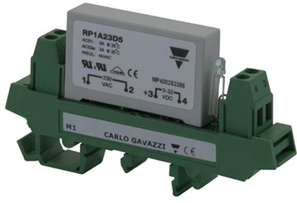 CARLO GAVAZZI Solid-state rele piirilevylle asennettuna, 1-vaiheinen ZS/IO Tyyppi RP1A, RP1B, sis. pistorasian DIN-kiskolle