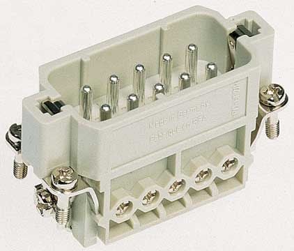 Harting skruvanslutning (insats) 0,75-2,5 mm2 10+PE hane 250V 16A Han A 09200102612