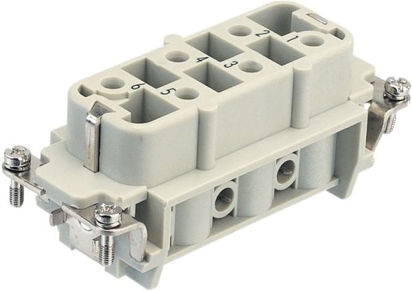 HARTING Han® 6 + jord HSB-honkontaktinsats typ 16B hona skruvanslutning max 6mm², 35A 6-polig