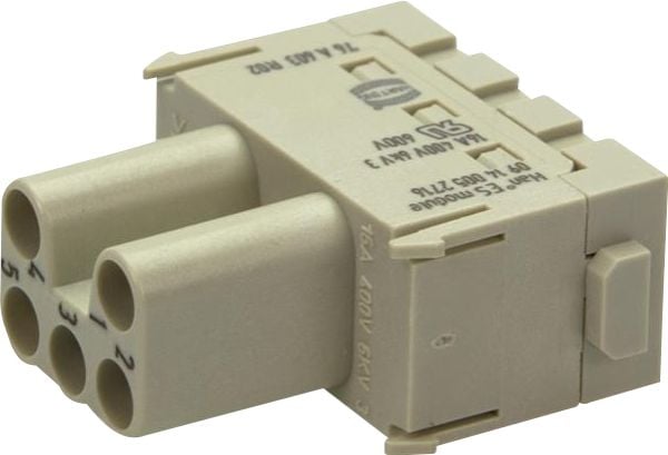 HARTING Modul HAN 5-napainen 16A naarasliitin moduulin pistokkeeseen - (2 kpl.)
