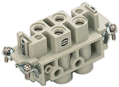 HARTING HAN Com liitin, insertti tyyppi 16Bhunstikruuviliitin max 16mm2, 80A4+ 2 napainen