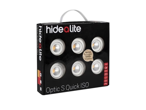 LED-alasvalo Optic S Quick ISO 6-p White 2700K, 275lm, Ra>95, 3SDCM, 36°, 4,5W, IP44. Himmennettävä ohjain mukana.
