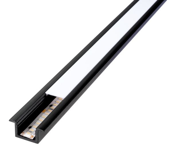 SG armatur StripLine 1,8 m svart infälld profil – utan LED-strip och drivrutin