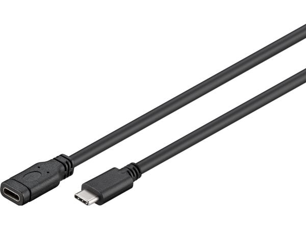 MicroConnect - USB-forlengelseskabel - 24 pin USB-C (hann) til 24 pin USB-C (hunn) - USB 3.1 - 3 A - 1 m - svart, sølv