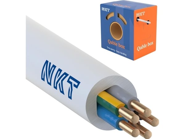NKT installationskabel halogenfritt 5G1,5 mm2 EXQ XTRA Dca vit 300/500V, 50 m (låda)