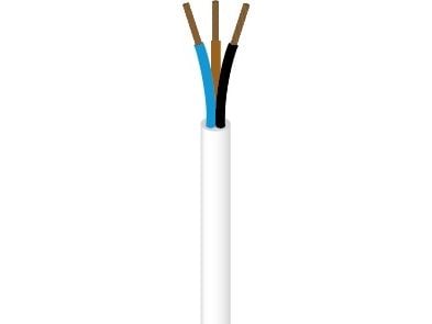 NKT Tilledning rund, PVC 3x1,0mm² H05VV-F vit 300/500V ring, kabeldiameter 8,0mm - (100 meter)