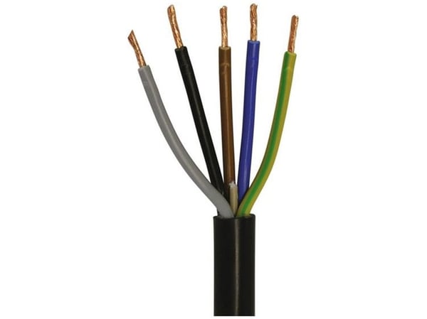 Rund anslutningskabel, PVC, 5G2,5 mm² PKAJ svart, 300/500V, ring, kabeldiameter 13,9 mm (50 meter)