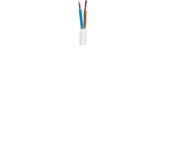 Rund kabelledning PVC 2x1,5 mm² PKA vit 300/500 V kabeldiameter 8,6 mm (100 meter)
