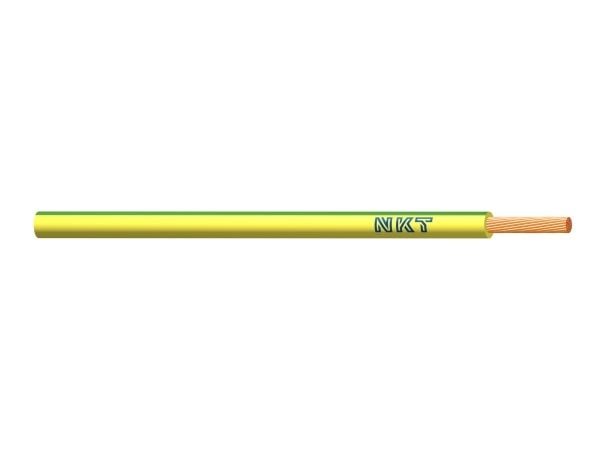 NKT Asennuskaapeli, PVC1G6mm² H07V2-K vihreä/keltainen 450/750V rengas, kaapelin halkaisija 5,3mm - (100 metriä)