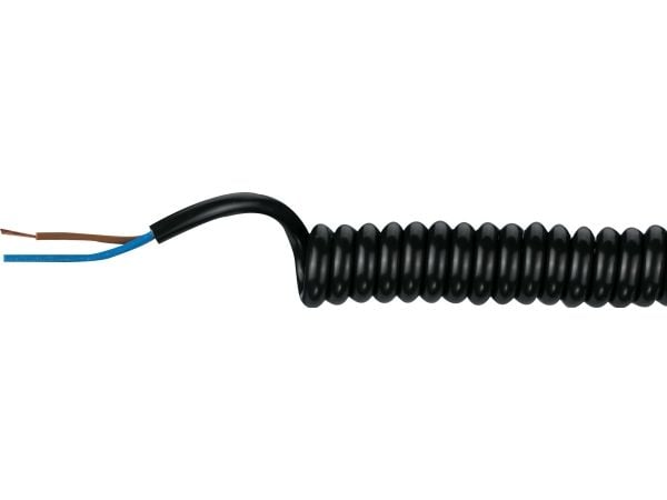 Spiralkabel, PVC 3G0,75mm² Sort 500/1800mm 300V spiraldiameter 24mm