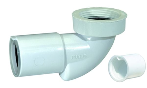 Purus PUM bundventil-vinkel 40 mm X 1.1/4-1.1/2" med lugtspærre