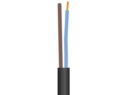 FABER KABEL rund tillledning, pvc 2x1,5 mm² PKA svart 300/500V ring, kabeldiameter 8,6 mm – (100 meter)