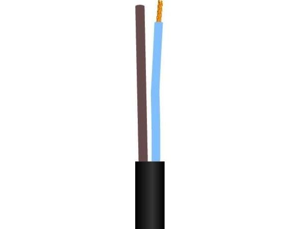 Tilläggsledning platt PVC 2x0,75 mm² PKLF svart 300/300V ring, kabeldiameter 3,8x6,3 mm (100 meter)