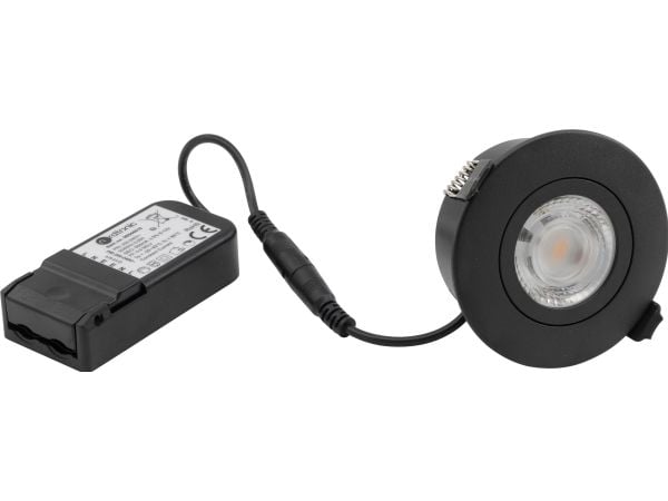 NORDTRONIC Low Profile Flexible G2 Ø75 2700K, pyöreä, mattamusta, sisä- ja ulkokäyttöön