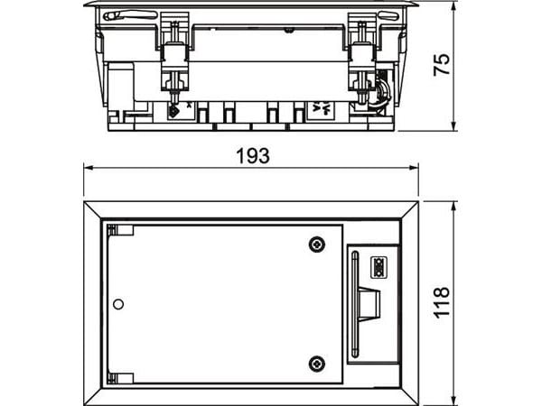 OBO Lattialaatikko täydellinen GES 2, jossa asennusrasia 3 moduulille Polyamidi Rauta harmaa RAL 7011