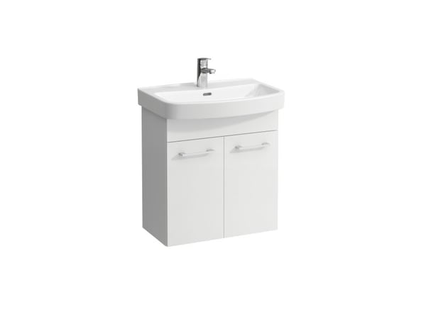 Laufen Kompas N valkoinen kalustepaketti, jossa kaksi ovea ja pesuallas Mitat: leveys 600 mm, korkeus 675 mm, syvyys 420 mm