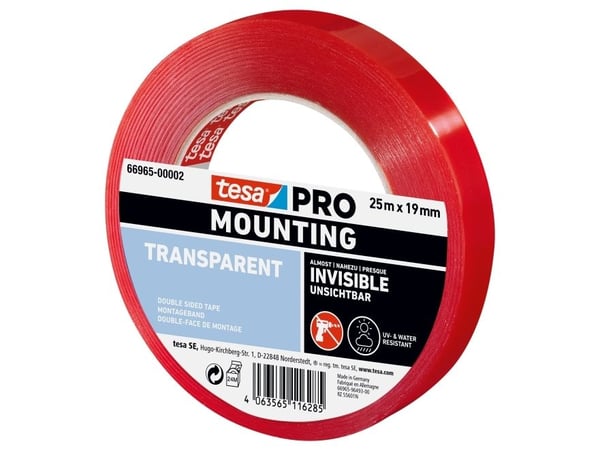 tesa Mounting PRO läpinäkyvä 66965-00002-00 Monteringsbånd läpinäkyvä (L x B) 25 m x 19 mm 1 stk 1 stk