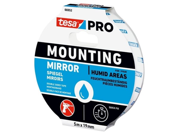 tesa monteringstape 5mx19mm - PRO 66952, dobbeltklæbende spejltape