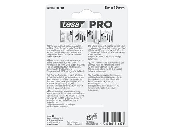 tesa Monteringsbånd PRO Transparent 66965-00001-00 (L x B) 5 m x 19 mm - 1 stk.