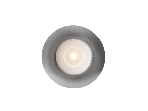 Downlight Thin G2 Børstet stål 3000K, 225lm, 90° spredning, 2,1W, 700mA. Integreret klemrække. Laveste indbygningshøjde 10 mm.