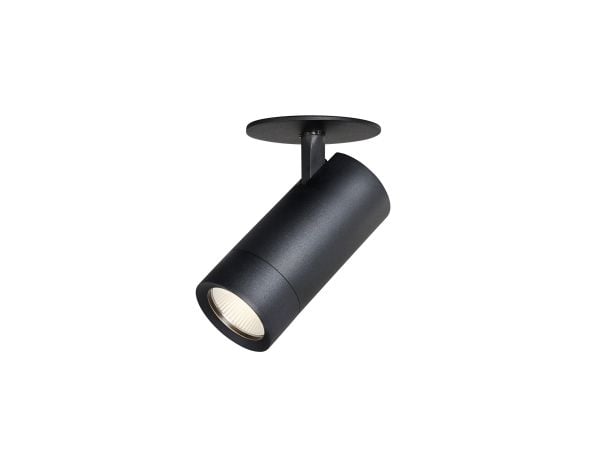 Optic Spot XS 36° Svart, 2700K/3000K, 9,7W, 750–770lm, Ra90, justerbar 90°/350°. Med planförsänkt infästning för 70–85 mm hålborrning
