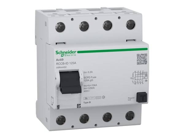 SCHNEIDER ELECTRIC Acti9 RCCB jordfelsbrytare PFI 4P 125A 300mA klass B, AC/DC, B:72mm