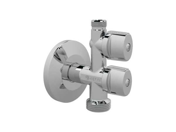 BROEN Combiventil til tilslutning af 3/8" vandarmatur og 3/4" tilslutning til vaskemaskine med indbygget kontraventil.