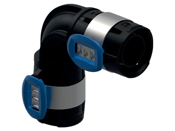 Geberit FlowFit böj 90°, 16 mm, svart PPSU