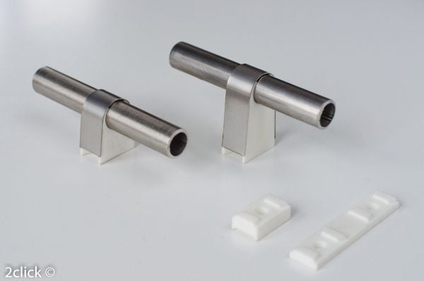 afstandsstykke 2CLICK ø15mm Parallel monterings plade. Til ø15mm rør.