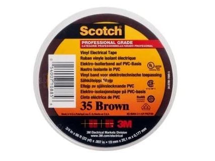 Scotch® 35 ruskea värinkestävä merkintä- ja eristysteippi 19 mm x 20 m, 0,18 mm paksuinen