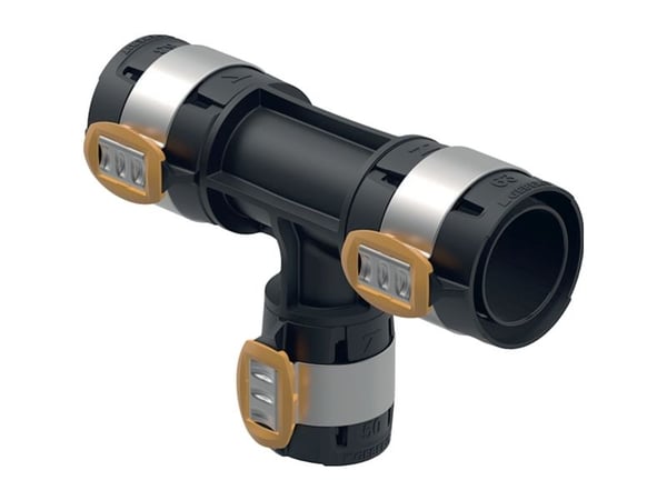Geberit FlowFit T-stycke reducerat: Material=PPSU, d=63mm, d1=50mm, d2=63mm