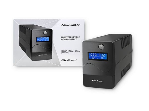 Qoltec Monolith - UPS - AC 140-300 V - 360 Watt - 650 VA - 7 At - USB - utgangskontakter: 2 - svart