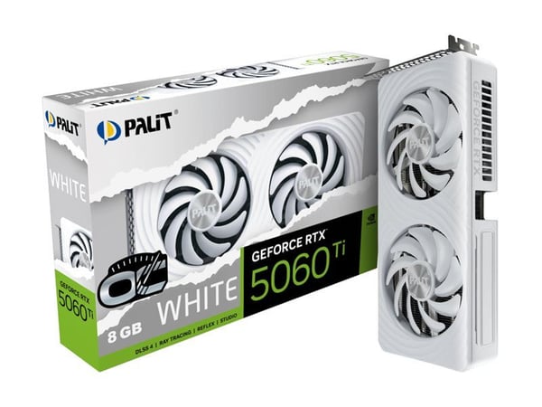 Palit OC - Grafikkort - GeForce RTX 5060 Ti - 8 GB GDDR7 - PCI Express 5.0 - 3 x DisplayPort, HDMI - hvit