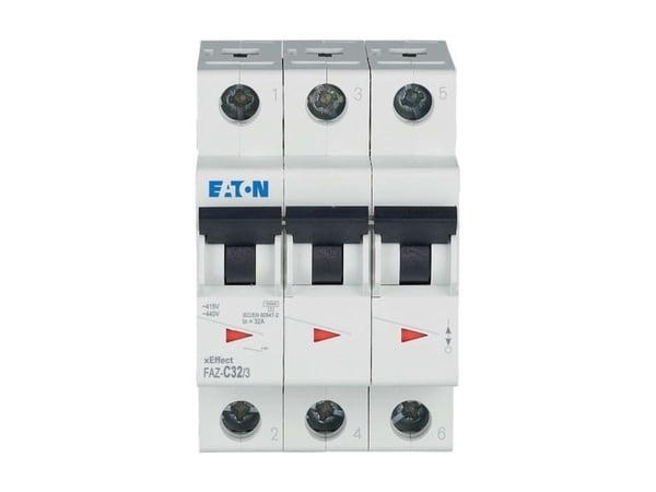 EATON Automatisk säkring, 3-polig, 25A, C-karaktäristik, 10 kA, 400 V, bredd 3 moduler