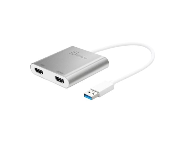 j5create JUA365 - Videokort - 24 pin USB-C hane till HDMI hona - 20 cm - silver - 4K30 Hz (3840 x 2160) stöd, 2048 x 1152-stöd 60 Hz