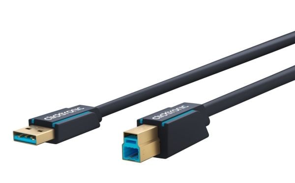 ClickTronic 1.8m USB3.0 A - B m/m, 1,8 m, USB A, USB B, USB 3.2 Gen 1 (3.1 Gen 1), Hane/Hane, Blå