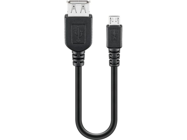 Goobay 95193, 0,2 m, USB A, Micro-USB B, USB 2.0, Hankjønn/hunkjønn, Sort