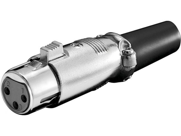 Goobay 11223, XLR-3 pin, Sort, Sølv, Hunkjønn, Rett, Polyvinylklorid (PVC), Zink, Nickel