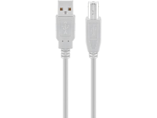 Goobay 68713, 3 m, USB A, USB B, USB 2.0, Hankjønn/hankjønn, Grå