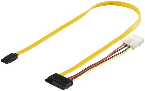 Goobay 68175, SATA III, SATA 7-pin, SATA 7-pin + 15-pin, Hane/Hane, Svart, Röd, Gul, Rak