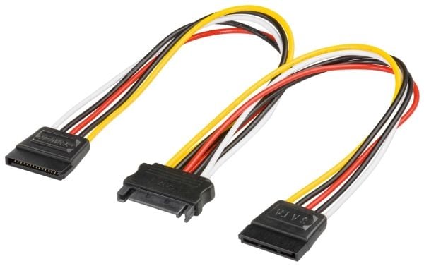 Goobay 95114, 0,2 m, 2 x SATA 15-pin, SATA 15-pin, Hankoppling, Honkoppling, Rak