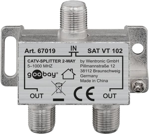 Goobay 67019, Kaapelinyhdistin, 5 - 1000 MHz, Hopea, Metalli, Naaras/naaras, 25 dB