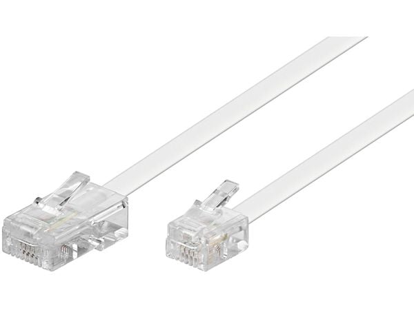 Goobay 93059, 10 m, RJ-45, RJ-11/RJ-14, Vit, Hankontakt, Hankontakt
