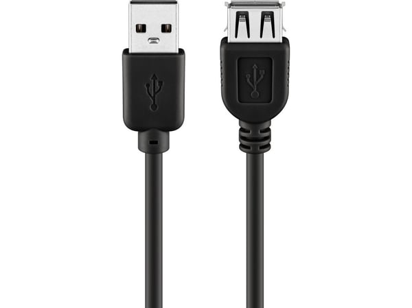 Goobay 93601, 5 m, USB A, USB A, USB 2.0, Hankjønn/hunkjønn, Sort