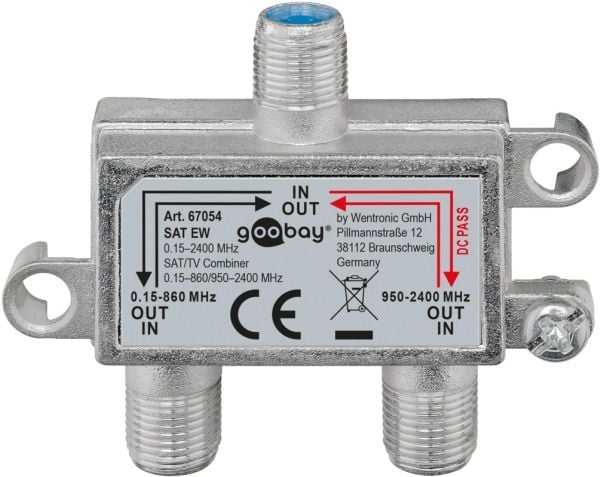 Goobay SAT EW, Kaapelinyhdistin, 950 - 2400 MHz, Hopea, Metalli, Naaras/naaras, 1 kpl
