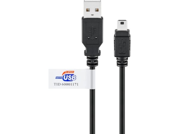 Goobay 93903, 3 m, Mini-USB B, USB A, USB 2.0, 0,48 Gbit/s, Sort
