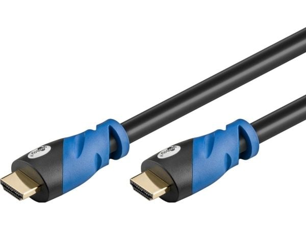 goobay Premium High Speed - HDMI-kabel med Ethernet - HDMI hane till HDMI hane - 50 cm - trippelskärmad - svart, blå - stöd för 4K